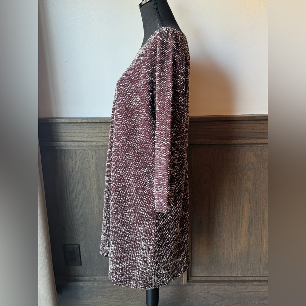 Ann Taylor Factory Marled Burgundy and Ivory Knit Dress Large - Picture 2 of 10